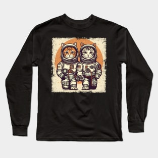 Two Astronaut Cats Long Sleeve T-Shirt
